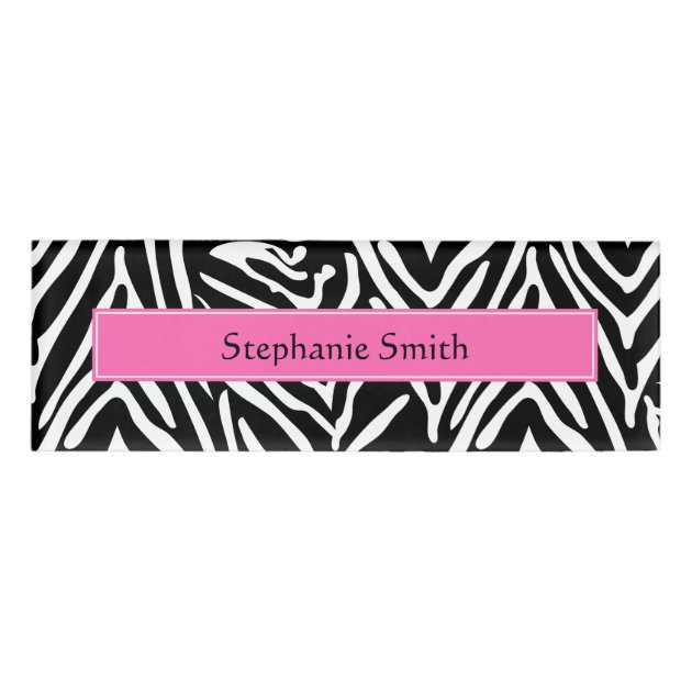 Hot Pink Zebra Design Decal Sticker Personalize Name Text Any Color 3.5/" x 6/"